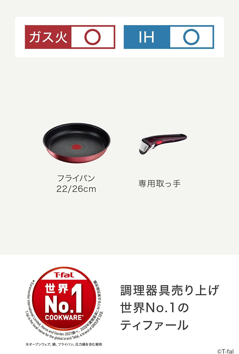 日本預訂|全港免運|T-Fal - 日本版Tefal ingenio Neo可拆式手柄 慳位廚具套裝 輕煮食套裝 (Red, 3件套裝, IH對應)【平行進口|約10-15個工作日內寄出】