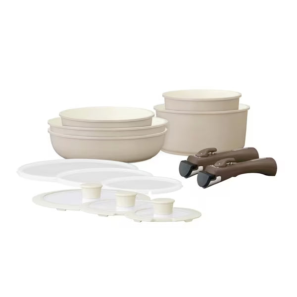 預訂|全港免運|Iris Ohyama - 日本品牌 Ceramic Pan 可拆式把手 陶瓷鍋具廚具套裝 IH對應 (2023 Model)【約15-20個工作日內寄出】