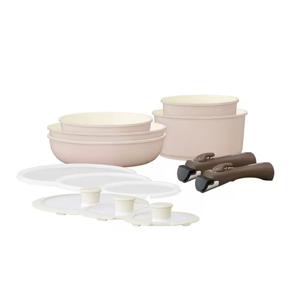 預訂|全港免運|Iris Ohyama - 日本品牌 Ceramic Pan 可拆式把手 陶瓷鍋具廚具套裝 IH對應 (2023 Model)【約15-20個工作日內寄出】