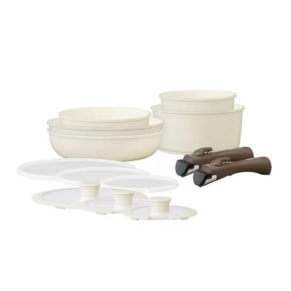 預訂|全港免運|Iris Ohyama - 日本品牌 Ceramic Pan 可拆式把手 陶瓷鍋具廚具套裝 IH對應 (2023 Model)【約15-20個工作日內寄出】