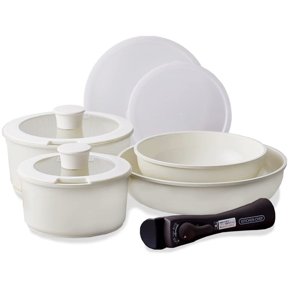 預訂|全港免運|Iris Ohyama - 日本品牌 Ceramic Pan 可拆式把手 陶瓷鍋具廚具套裝 IH對應 (2023 Model)【約15-20個工作日內寄出】