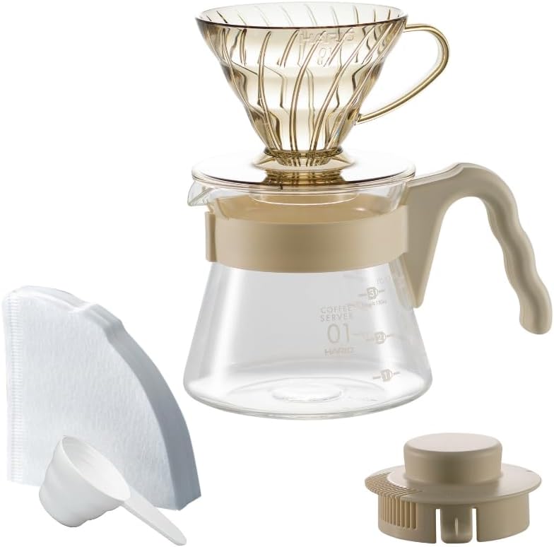 日本預訂|全港免運|HARIO - 20週年限定 V60 01膠濾杯 手沖咖啡壺組套裝 含40張濾紙 V60 Coffee Server VCSD-01-20CP【約10-15個工作日內寄出】