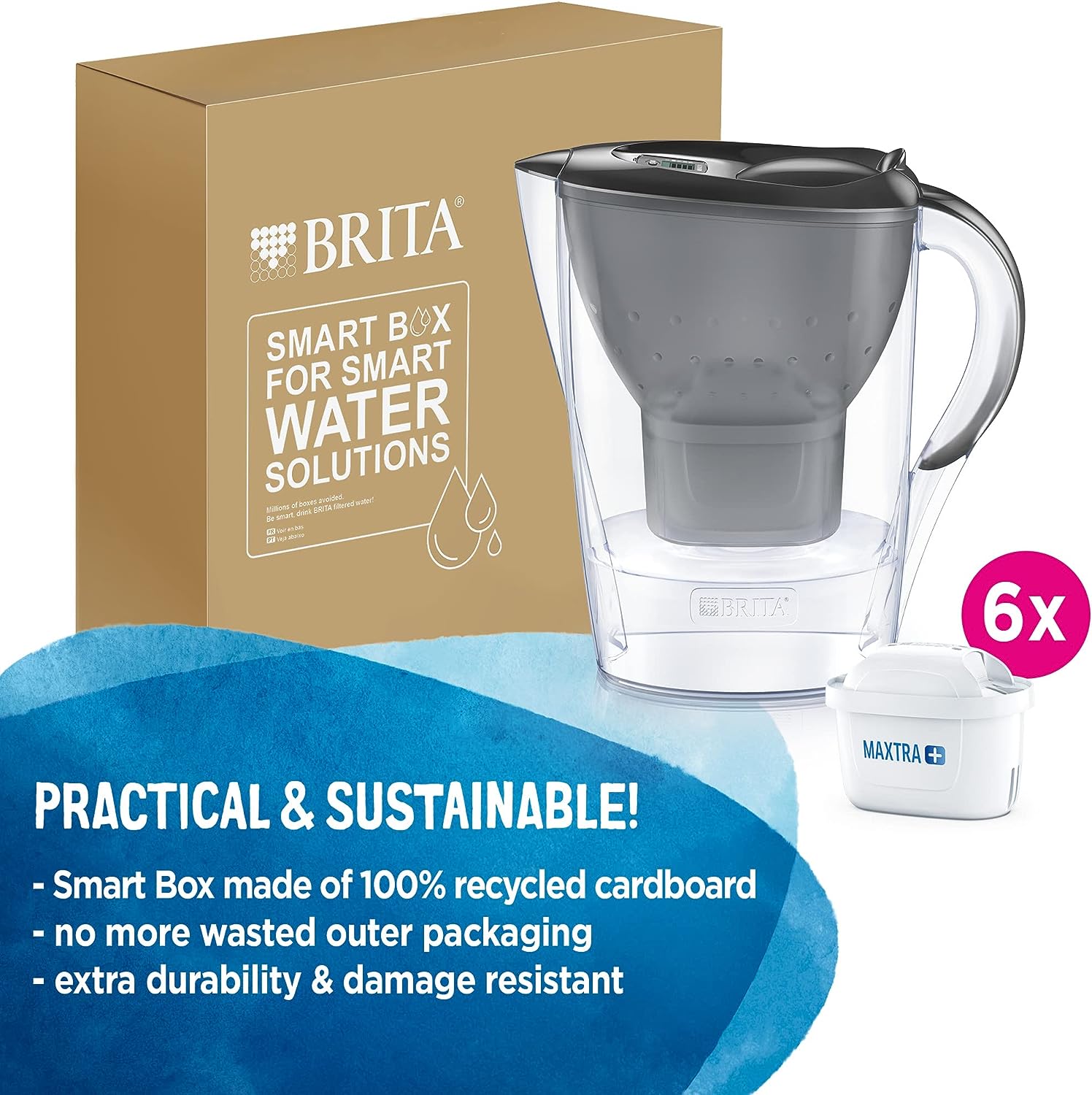 預訂|全港免運|BRITA - Marella Cool 2.4L濾水壺套裝 (含6個 MAXTRA+ 全效型濾芯)【平行進口|約10-15個工作日內寄出】