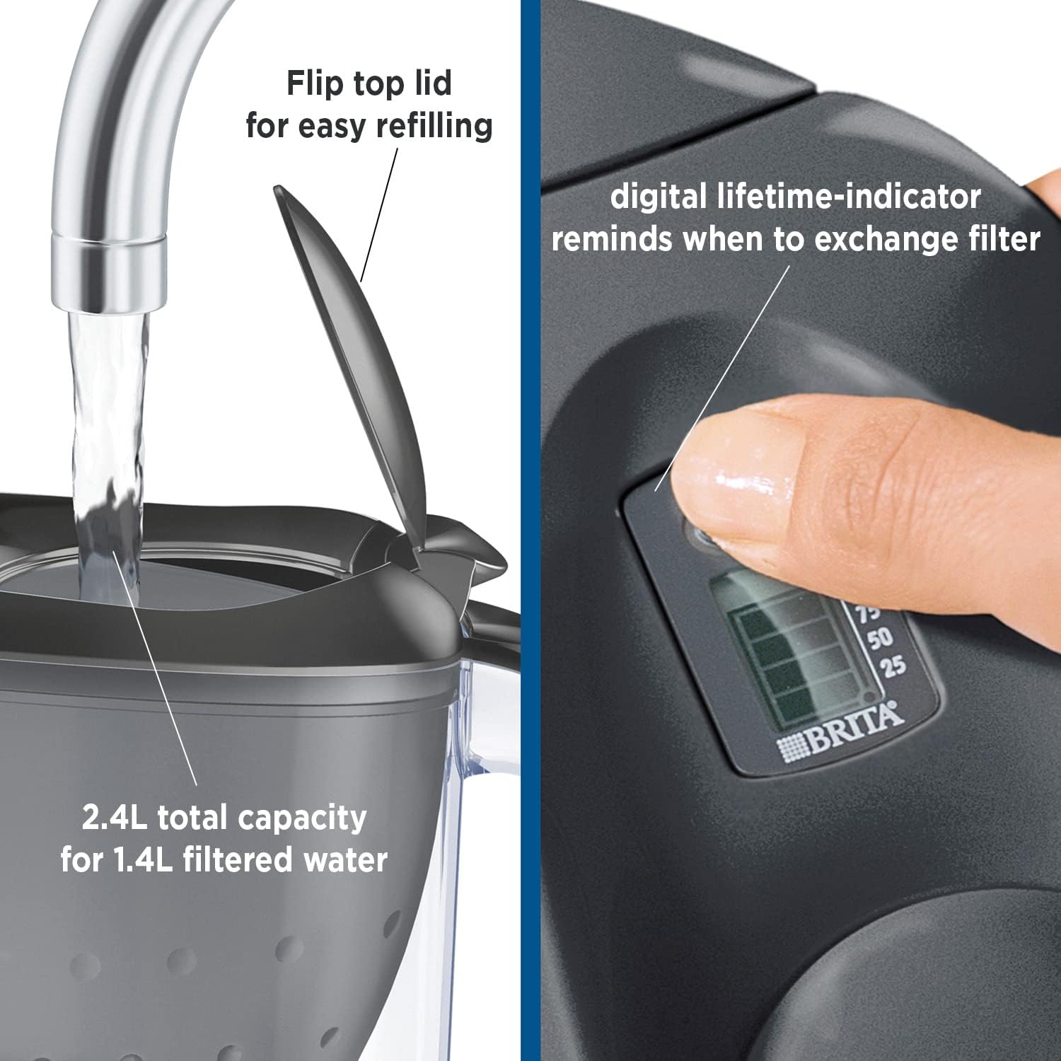 預訂|全港免運|BRITA - Marella Cool 2.4L濾水壺套裝 (含6個 MAXTRA+ 全效型濾芯)【平行進口|約10-15個工作日內寄出】