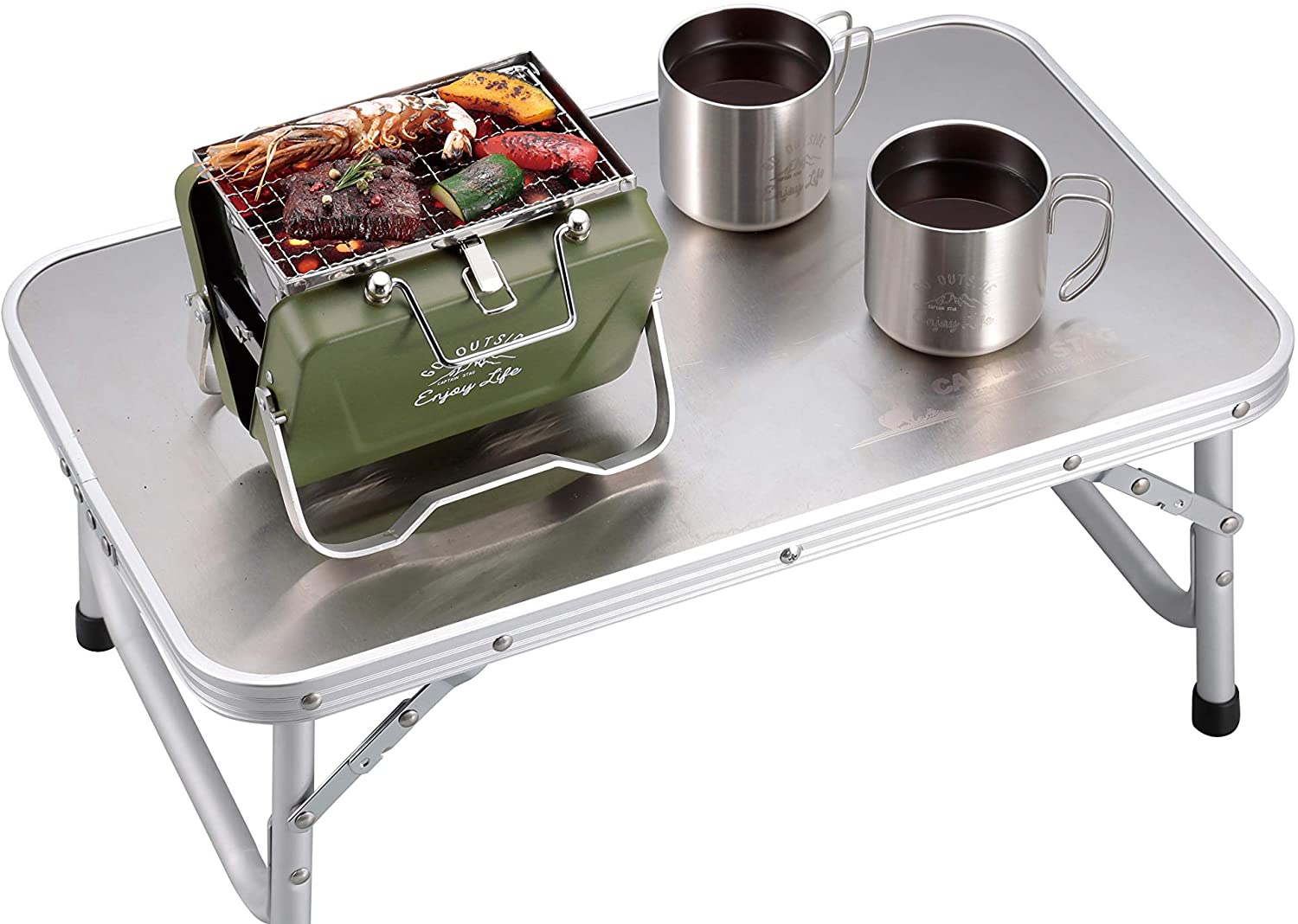 預訂|全港免運|Captain Stag - V型可摺叠式 小型桌面戶外烤架 B6型 Camping烤架 BBQ Grill【平行進口|約10-15個工作日內寄出】 - Premium Mall HK