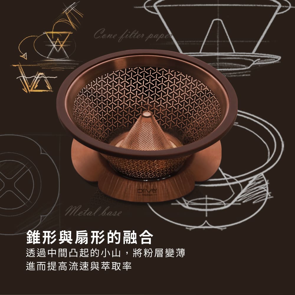 (預訂|全港免運) Driver - 台灣製 小山濾杯 Coffee Dripper 咖啡金 (1-3杯)【約5月下旬寄出】 - Premium Mall HK
