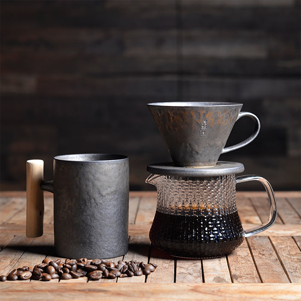 現貨|全港免運|河野流 - 文京手作陶瓷咖啡濾杯 Coffee Dripper 1-2杯 木質盒裝|每個鐵釉紋理獨一無二【送一包HARIO V60 VCF-01濾紙 100張】