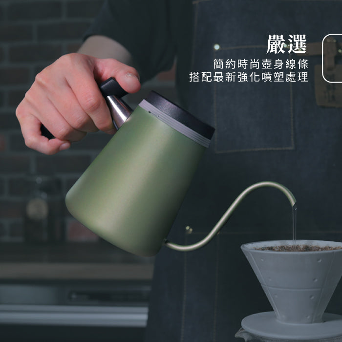 現貨|全港免運|Driver - In Heart 不銹鋼手沖咖啡細口壺 600ml|5mm出水孔|附溫度計|超厚1.0mm壺身 (品牌授權經銷商)