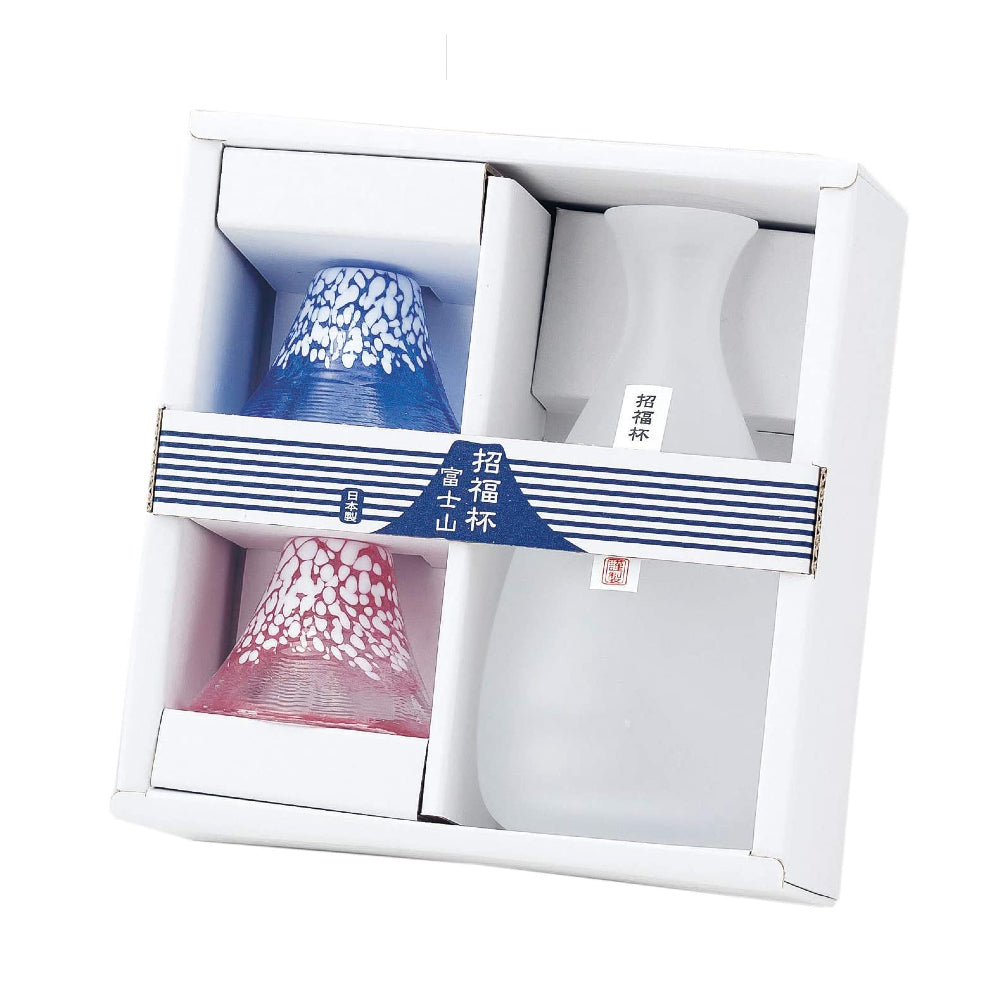 (預訂|全港免運) 日本製 東洋佐佐木 Toyo-Sasaki Glass 招福杯 富士山 清酒冷酒玻璃酒瓶及酒杯套裝 (杯35ml|瓶270ml)【約10-15個工作日內寄出】