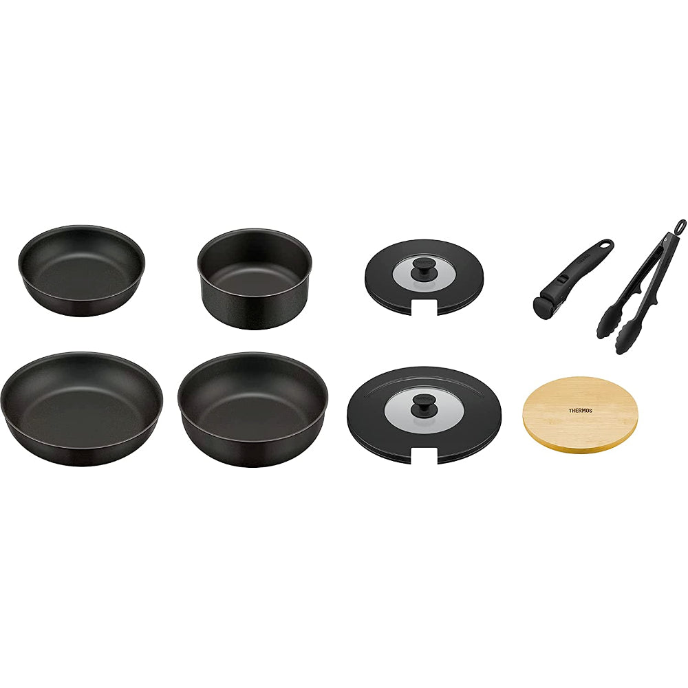 預訂|全港免運|THERMOS - 可疊可拆手柄廚具套裝 9件裝 (IH適用) KSA-9A【平行進口|約10-15個工作日內寄出】