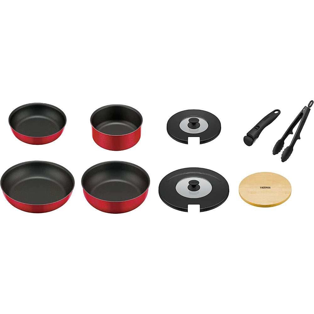 預訂|全港免運|THERMOS - 可疊可拆手柄廚具套裝 9件裝 (IH適用) KSA-9A【平行進口|約10-15個工作日內寄出】