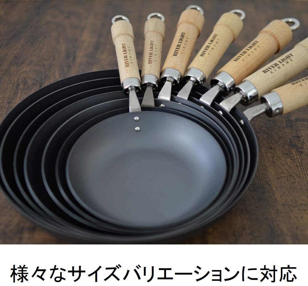 日本預訂|全港免運|River Light - 日本製 極JAPAN KIWAME 木柄窒化鐵炒鍋 (不含蓋子)【約2-3星期內寄出】