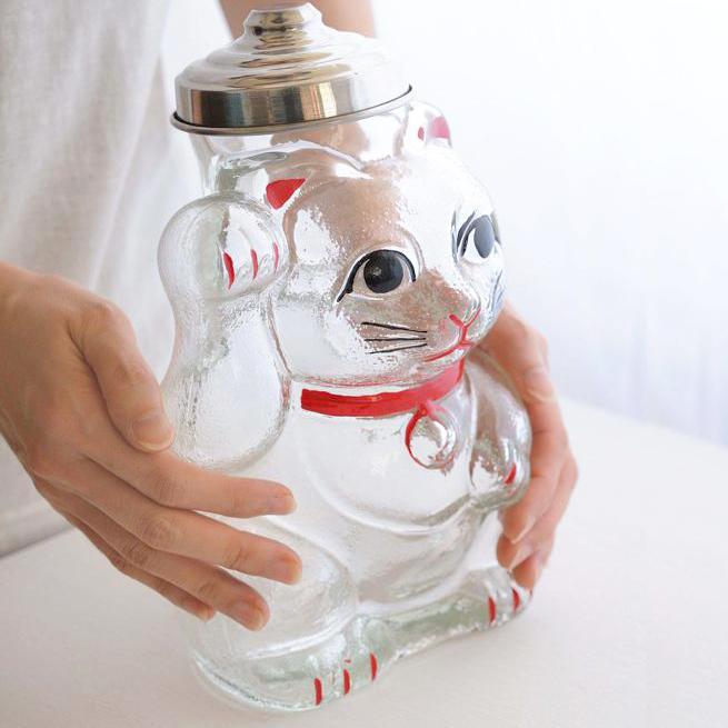 預訂|全港免運|廣田硝子 - Hirota Glass 手工吹製玻璃招財貓罐 SM-2 (大|約24.5cm高)【約10-15個工作日內寄出】