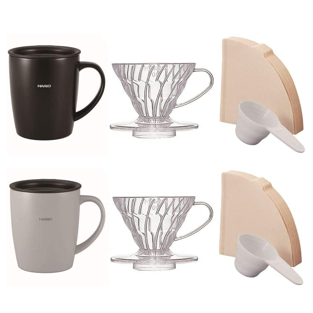 (預訂|全港免運) Hario V60 01膠濾杯 保溫杯套裝/馬克杯套裝 附40張濾紙 (1-2杯) VDSM-2424【約10-15個工作日內寄出】