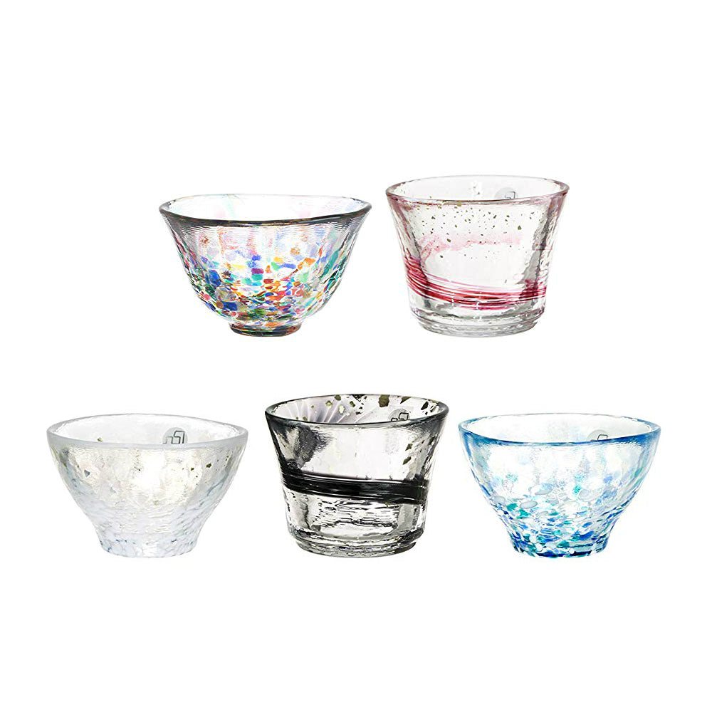 (預訂|全港免運) 日本製 津輕 四季靈感設計 玻璃清酒酒杯 料理碗 精心挑選套裝 (1套5隻) 【約10-15個工作日內寄出】 - Premium Mall HK