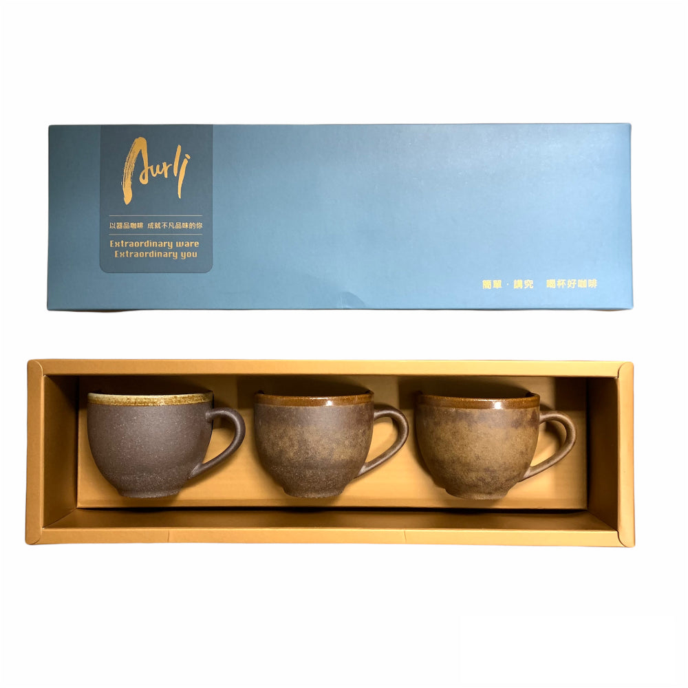 現貨|全港免運|陶作坊 - Aurli 奧利 老岩泥隨心杯體驗組 咖啡杯套裝 一套3隻 85ml (一、三、五次燒|字樣 火、焱、炎焱)