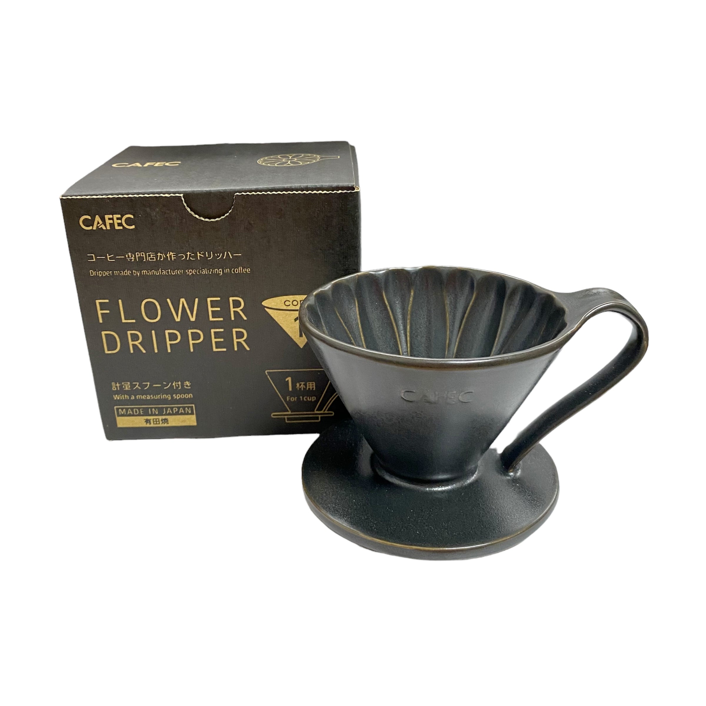 現貨|全港免運|CAFEC- 三洋産業 日本製 有田燒錐形陶瓷花瓣濾杯 手沖咖啡濾杯 Flower Dripper 1cup CFD-1【平行進口】