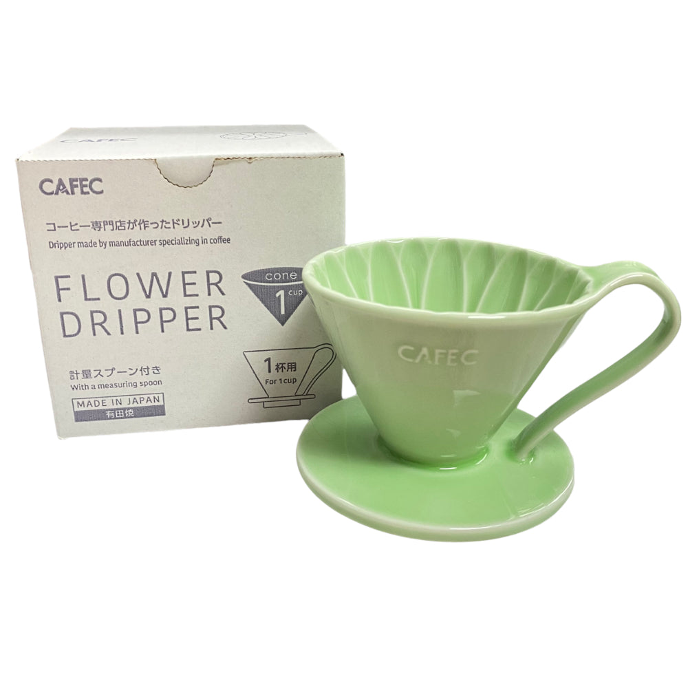 現貨|全港免運|CAFEC- 三洋産業 日本製 有田燒錐形陶瓷花瓣濾杯 手沖咖啡濾杯 Flower Dripper 1cup CFD-1【平行進口】