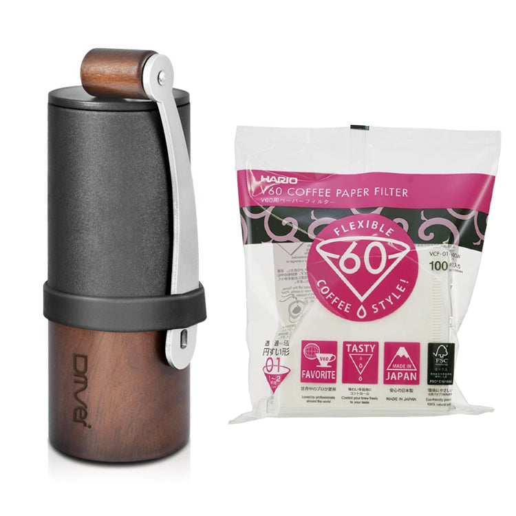 現貨|全港免運|Driver - 原木精鋼迷你磨豆機 Coffee Grinder 15g容量 台灣製|送 Hario V60 01濾紙 100張 (品牌授權經銷商) - Premium Mall HK