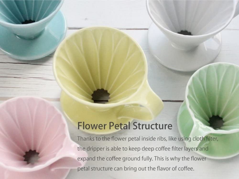現貨|全港免運|CAFEC- 三洋産業 日本製 有田燒錐形陶瓷花瓣濾杯 手沖咖啡濾杯 Flower Dripper 1cup CFD-1【平行進口】