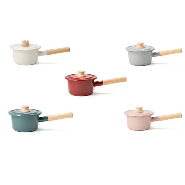 (預訂|全港免運) 日本 富士琺瑯 FUJIHORO (Honey Ware) Cotton系列 單柄附蓋琺瑯牛奶鍋  (14cm/16cm)【約10-15個工作日內寄出】