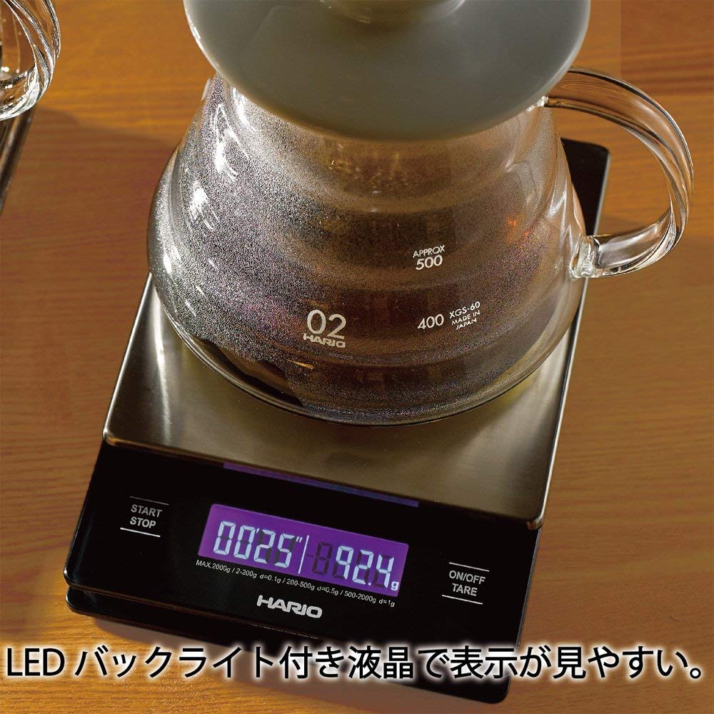 (預訂|全港免運) HARIO V60 專用不銹鋼電子秤 USB充電式 VSTM-2000HSV【約10-15個工作日內寄出】 - Premium Mall HK