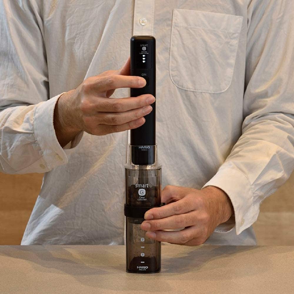 日本預訂|全港免運|Hario - SMART-G 電動咖啡豆研磨機 (*手搖磨豆器需另外購買*) 手磨變電磨小助手 Mobile Mill STICK EMS-1B【平行進口|約2-3星期內寄出】