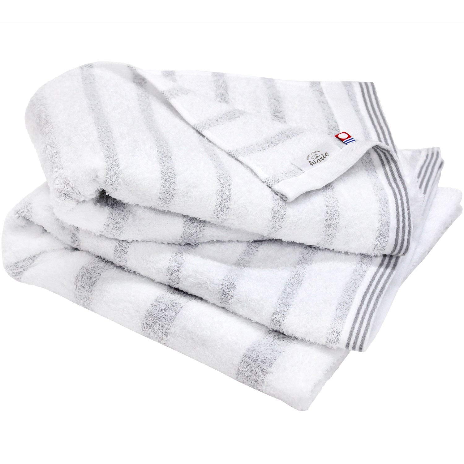 (預訂|全港免運) hiorie 日織惠 日本製 沐浴用毛巾 Bath Towels 今治認證 間條色 ( 60 x 120cm 1套2條)【約10-15個工作日內寄出】 - Premium Mall HK