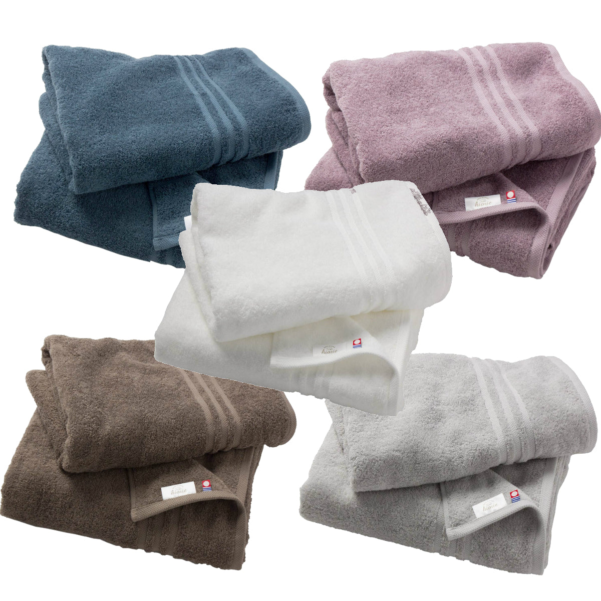 (預訂|全港免運) hiorie 日織惠 日本製 大浴巾 Bath Towels 今治認證 淨色系列 (60 x 120cm 1套2條)【約10-15個工作日內寄出】 - Premium Mall HK
