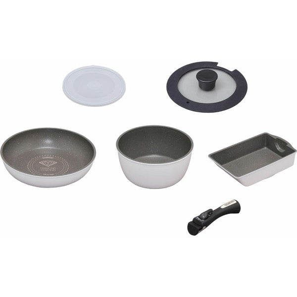 預訂|全港免運|Iris Ohyama - 日本品牌 可拆式把手 慳位方便 鍋具廚具套裝 IH對應 (6件裝 白色)【約10-15個工作日內寄出】