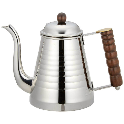 (預訂|全港免運) Kalita 不銹鋼原木把手波紋 咖啡手沖壺 Wave Pot (1L)【約10-15個工作日內寄出】 - Premium Mall HK