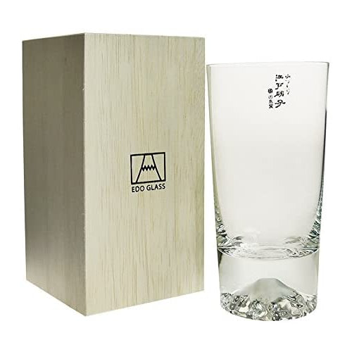 (預訂|全港免運) 日本製 田島硝子 TAJIMA GLASS 江戶硝子 高杯版富士山玻璃杯 木盒包裝 400ml【約10-15個工作日內寄出】 - Premium Mall HK