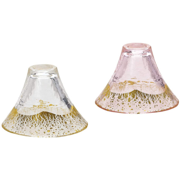 (預訂|全港免運) 日本製 東洋佐Toyo-Sasaki Glass 富士山招福杯 金箔配色 清酒冷酒玻璃杯 (金透明&金櫻桃 一套2隻 65ml)【約10-15個工作日內寄出】 - Premium Mall HK 你的優質網店之選