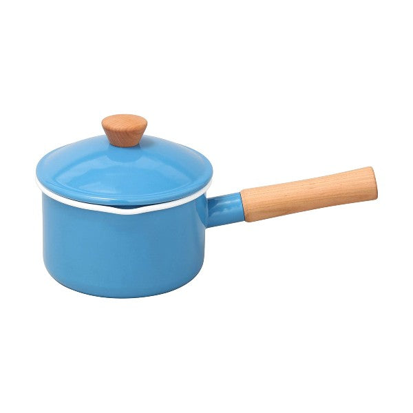 (預訂|全港免運) 野田琺瑯 Noda Horo 日本製 Couleur系列 天然木柄 琺瑯牛奶鍋單手鍋 連蓋 1.2L/14cm (IH100V,200V 對應)【約10-15個工作日內寄出】 - Premium Mall HK