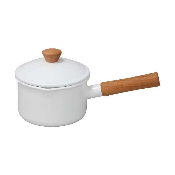 (預訂|全港免運) 野田琺瑯 Noda Horo 日本製 Couleur系列 天然木柄 琺瑯牛奶鍋單手鍋 連蓋 1.2L/14cm (IH100V,200V 對應)【約10-15個工作日內寄出】 - Premium Mall HK
