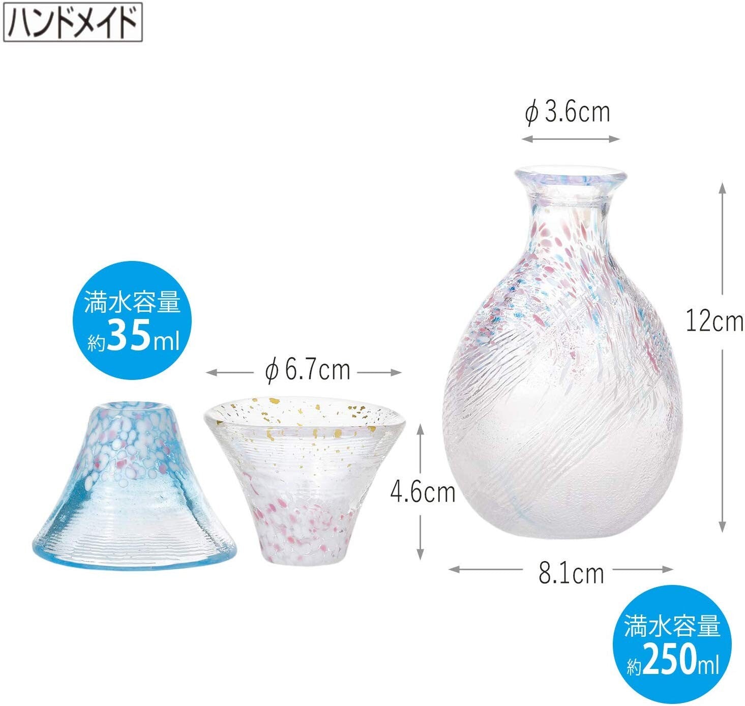 預訂|全港免運|東洋佐佐木 - Toyo-Sasaki Glass 日本製 櫻富士山招福杯 清酒冷酒玻璃杯 35ml (晴櫻&淡櫻 連酒瓶套裝)【約10-15個工作日內寄出】
