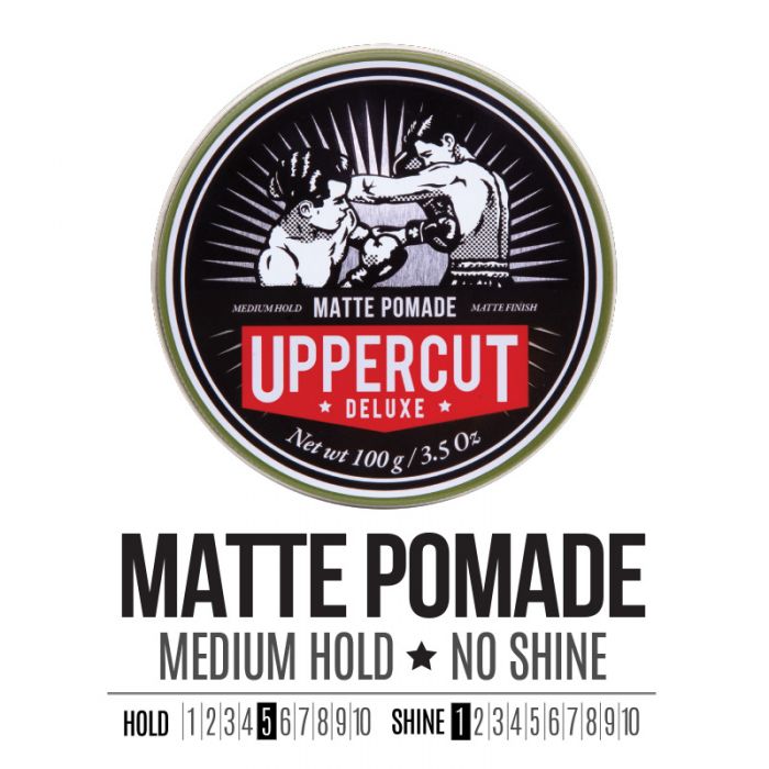 (現貨|全港免運) 澳洲製 UPPERCUT DELUXE 拳擊手 MATTE POMADE 啞色自然光澤 水性 髮蠟髮油 (100g/3.5oz) - Premium Mall HK