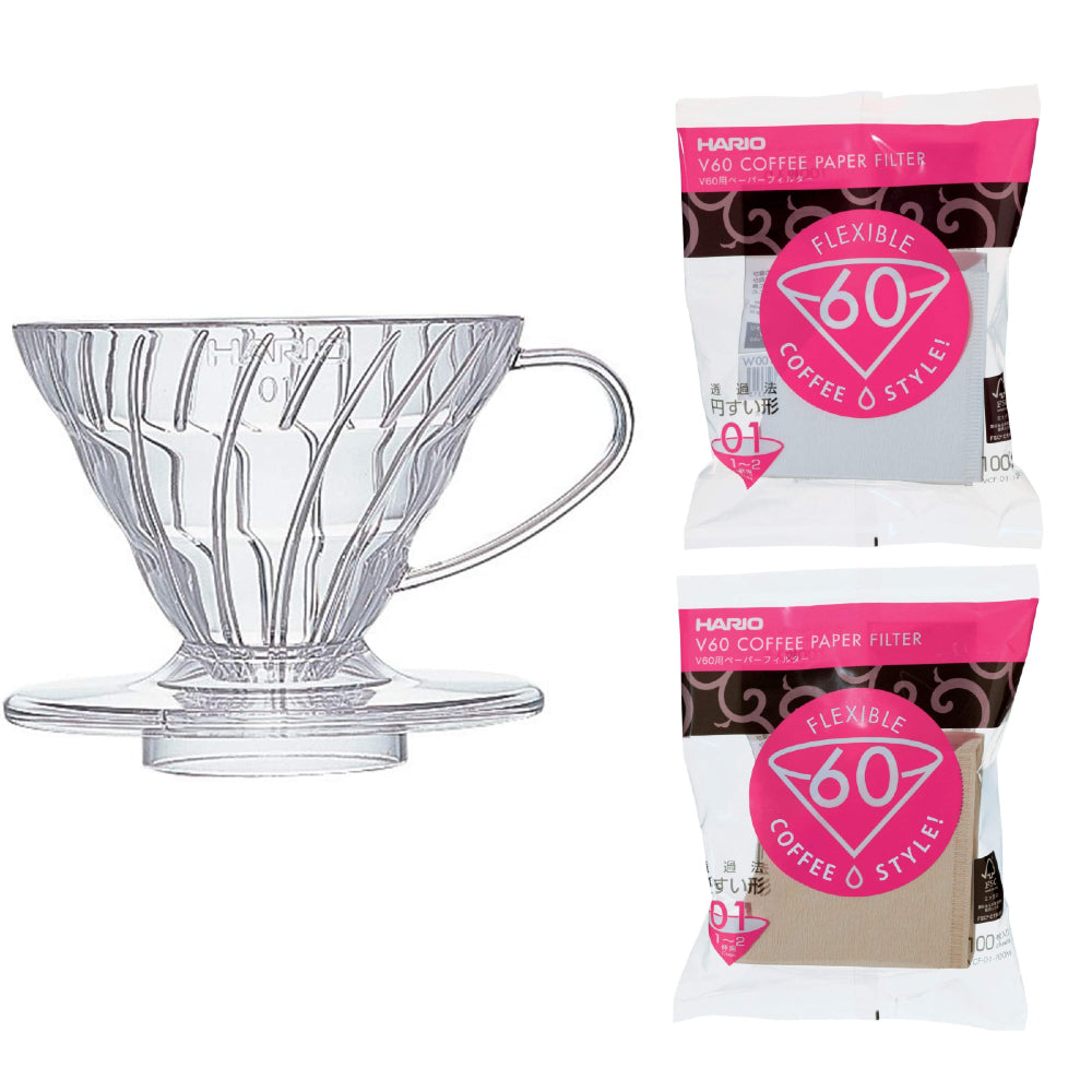 現貨|全港色運|HARIO - 組合優惠 V60 01 濾杯濾紙組合 1-2杯 (VD-01T & VCF-01)【平行進口】