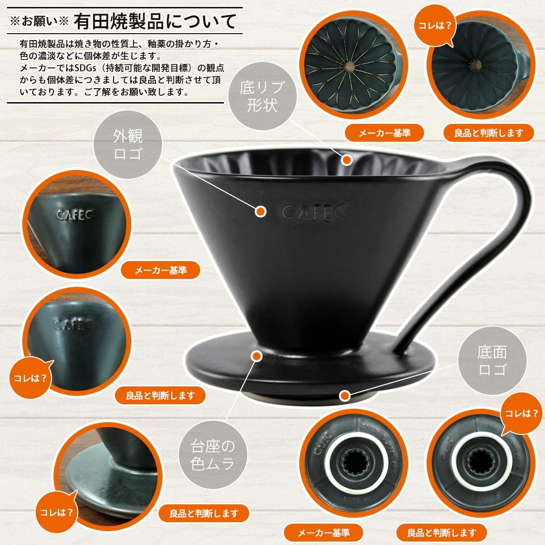 現貨|全港免運|CAFEC- 三洋産業 日本製 有田燒錐形陶瓷花瓣濾杯 手沖咖啡濾杯 Flower Dripper 1cup CFD-1【平行進口】