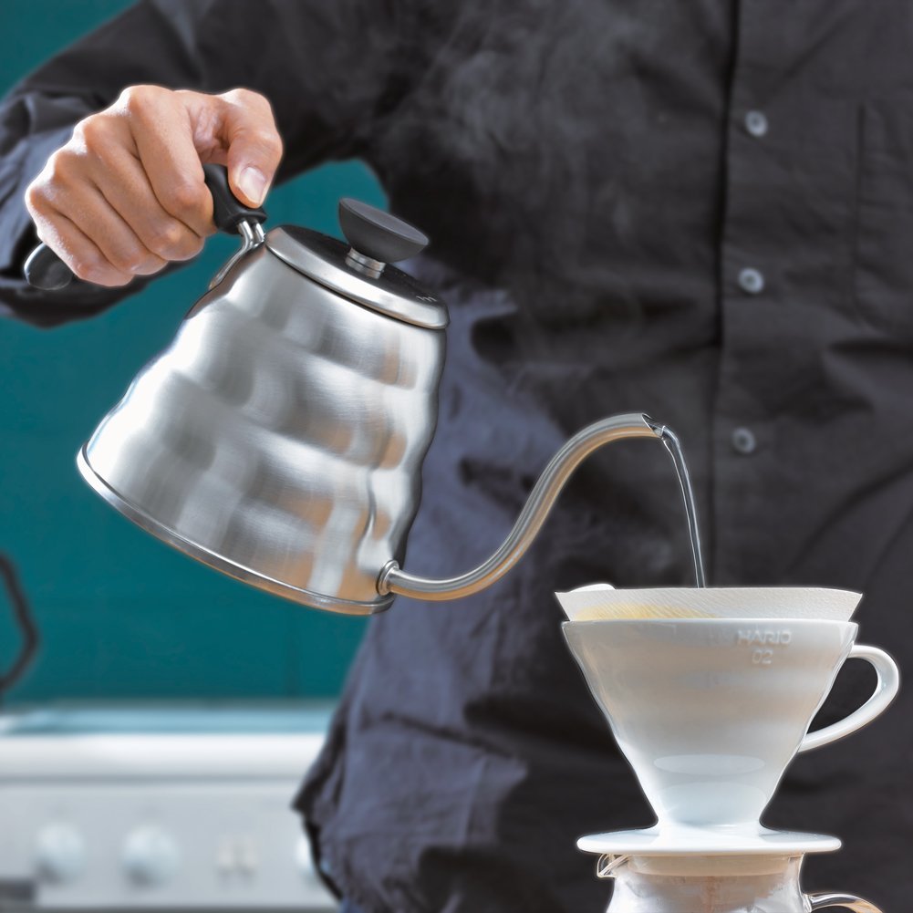 (現貨|全港免運) HARIO V60 雲朵不銹鋼細口手沖壺 Drip Kettle VKB-100HSV (滿水1000ml|實用600ml)【平行進口】 - Premium Mall HK