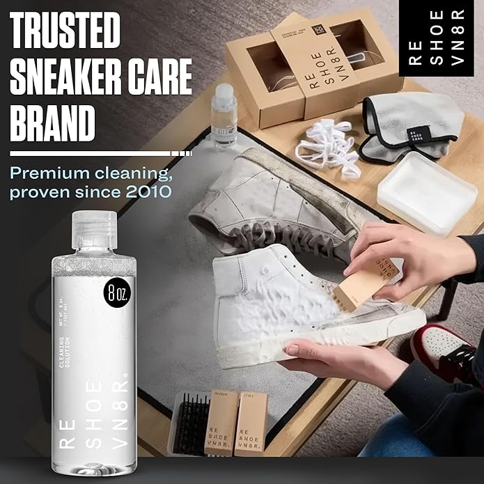 香港現貨｜全港免運｜Reshoevn8r - R8 Shoe Cleaning Solution 鞋類波鞋清潔液 (8oz) 適用於帆布、皮革、網布、絨面革、白色和磨砂皮鞋的運動鞋清潔劑