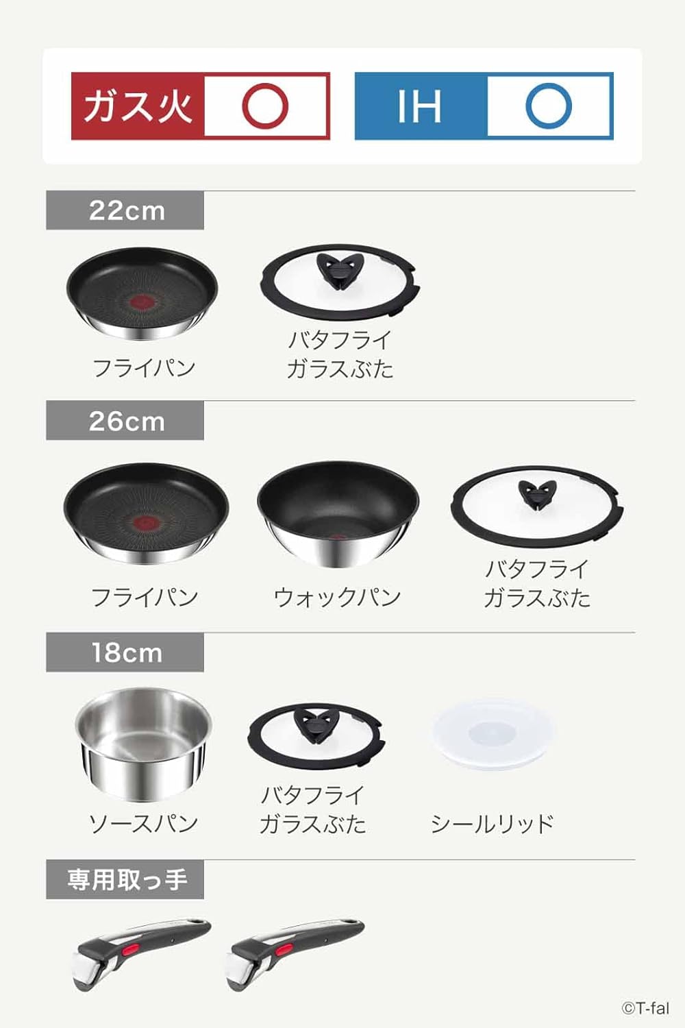 日本預訂｜全港免運｜T-Fal - 日本版Tefal ingenio Neo 可拆式手柄 慳位廚具套裝 (銀色, 10件套裝, IH對應) 【平行進口｜約10-15個工作日內寄出】