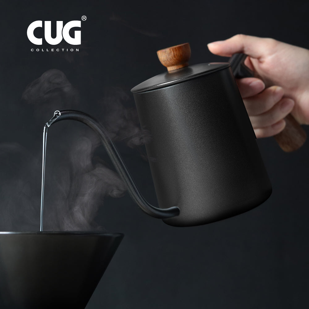 現貨｜全港免運｜CUG - 原木把手不銹鋼咖啡手沖壺 經典手沖壺 天鵝壺 600ml (CUG-PS0315)