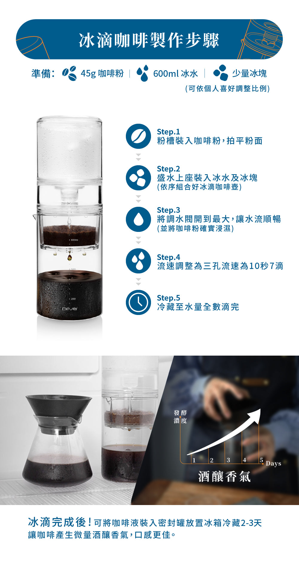 現貨｜全港免運｜Driver - 台灣製 3倍速冰滴咖啡壺 High Speed Cold Brew Coffee Maker 600ml (品牌授權經銷商)