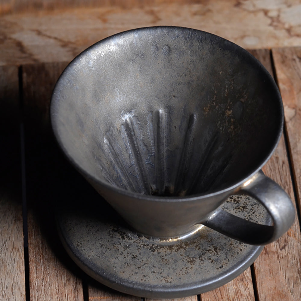 現貨｜全港免運｜河野流 - 文京手作陶瓷咖啡濾杯 Coffee Dripper 1-2杯 木質盒裝｜每個鐵釉紋理獨一無二【送一包HARIO V60 VCF-01濾紙 100張】