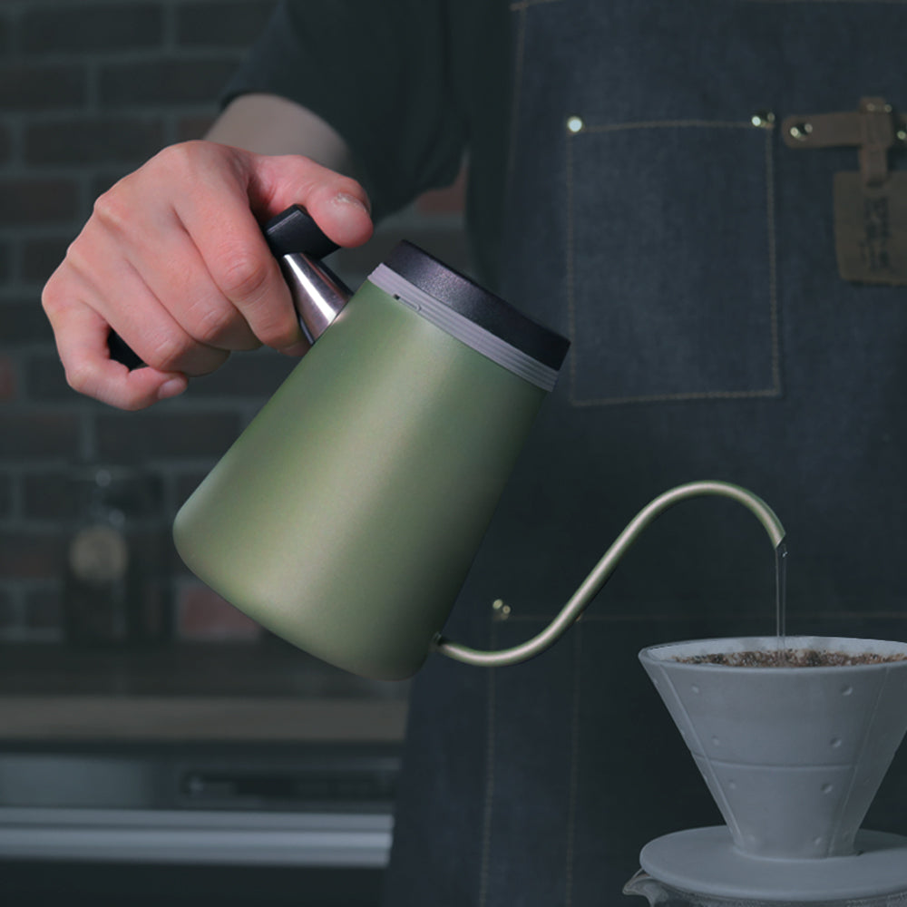 現貨｜全港免運｜Driver - In Heart 不銹鋼手沖咖啡細口壺 600ml｜5mm出水孔｜附溫度計｜超厚1.0mm壺身 (品牌授權經銷商)