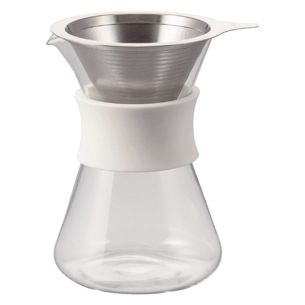 預訂｜全港免運｜HARIO - "Simply HARIO系列" 金屬濾杯手沖壺組 400ml (S-GCM-40-W)【平行進口｜約10-15個工作日內寄出】
