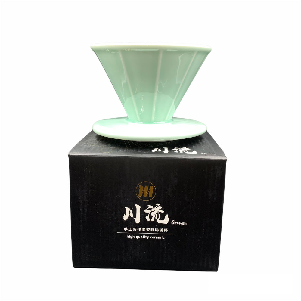 現貨｜全港免運｜FENGJEN - S川流 Stream 台灣製 手工製作陶瓷咖啡濾杯 Coffee Dripper 青瓷釉 (1-2人份)【送一包HARIO V60 VCF-01濾紙 100張】