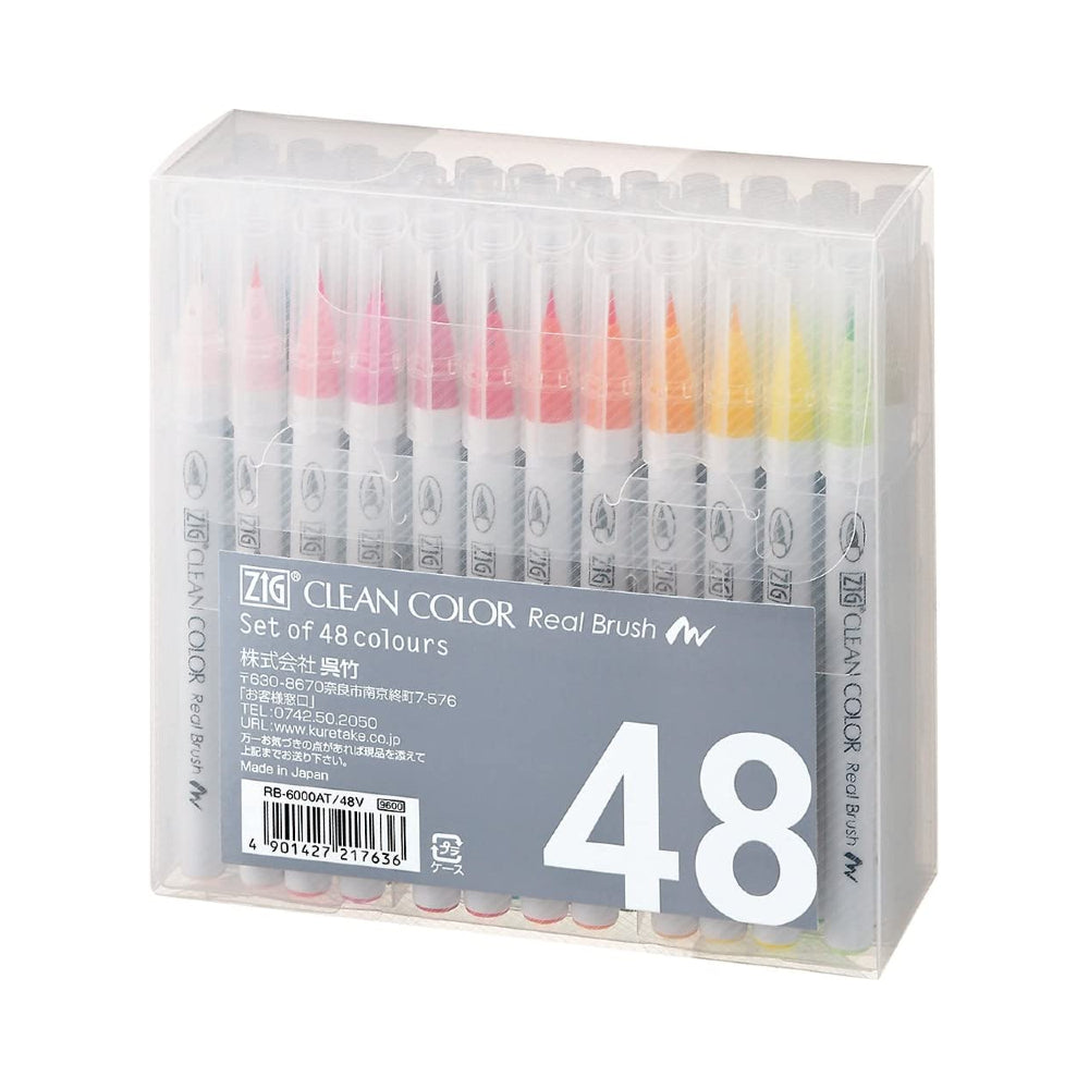 預訂｜全港色運｜Kuretake吳竹 - ZIG 日本製 Clean Color Real Brush 水彩毛筆 48色【約10-15個工作日內寄出】