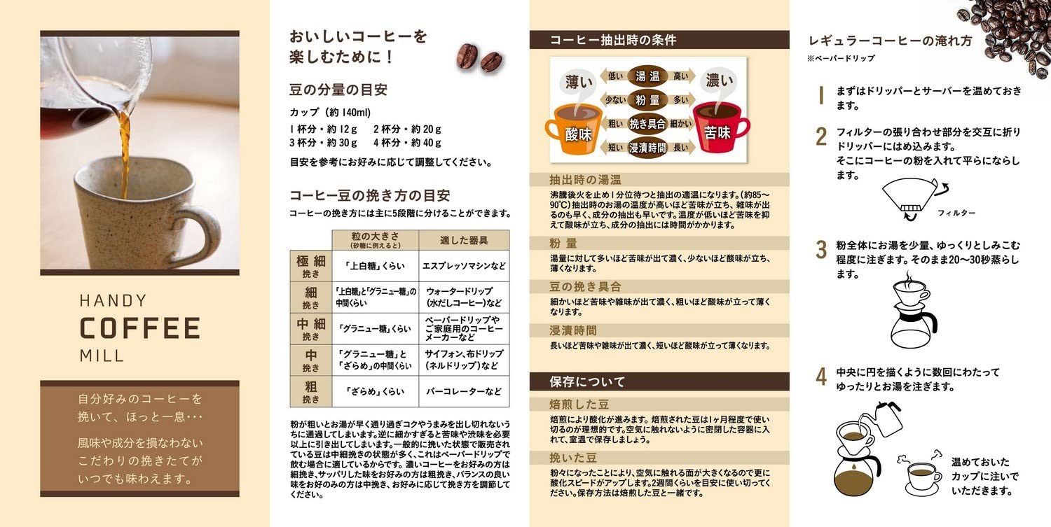 預訂｜全港免運｜CAPTAIN STAG - 日本製 18-8不銹鋼外觀 便攜式 手搖/手動咖啡豆磨 (陶瓷磨芯) Coffee Mill UW-3501【約10-15個工作日內寄出】